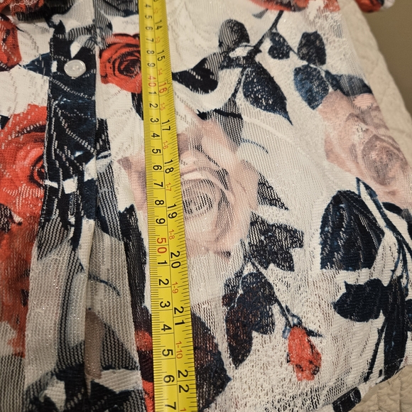 Gracia Floral Outfit Puff Sleeve Blouse & Skirt - Red, Black, White - Picture 10 of 16